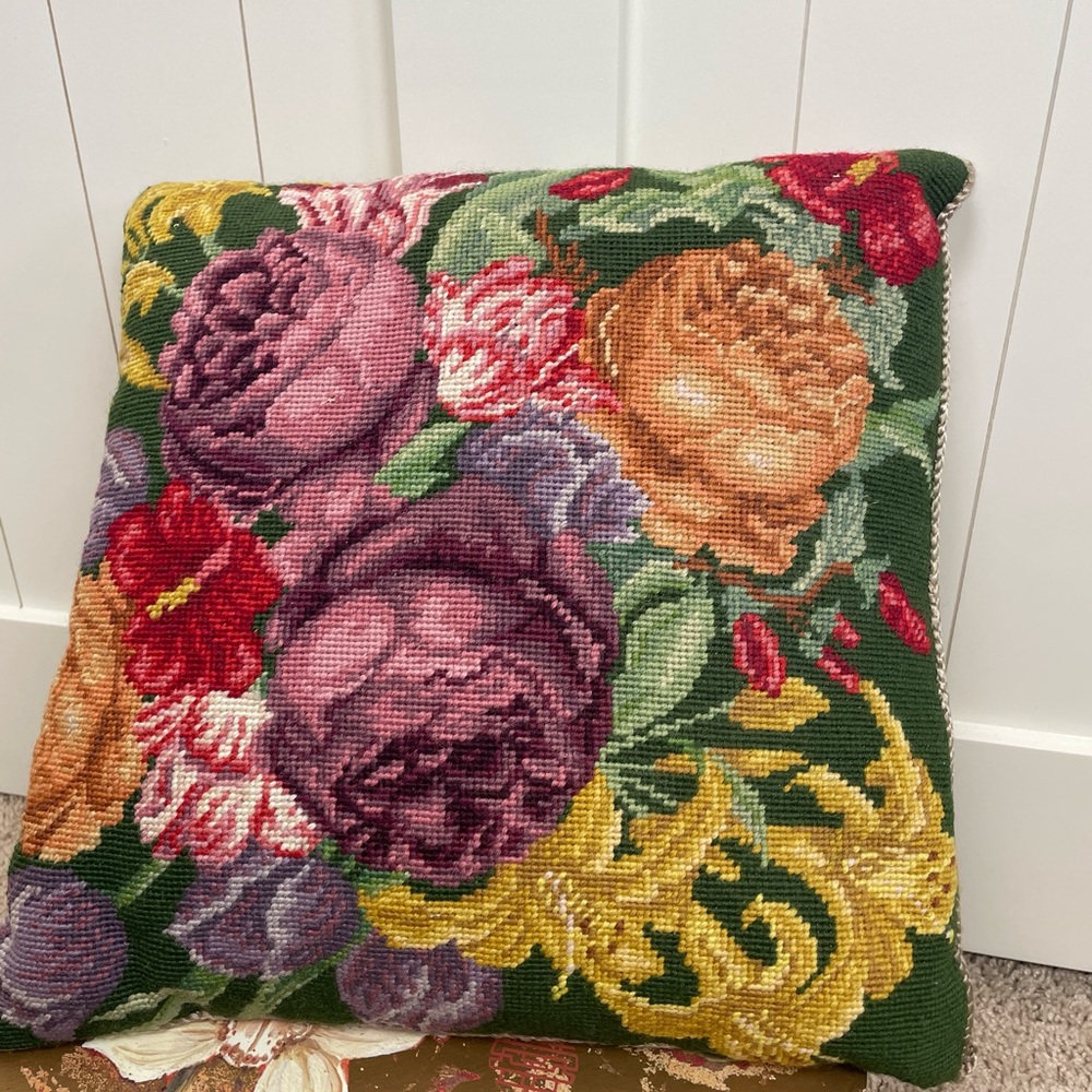 Vintage Needlepoint Pillow